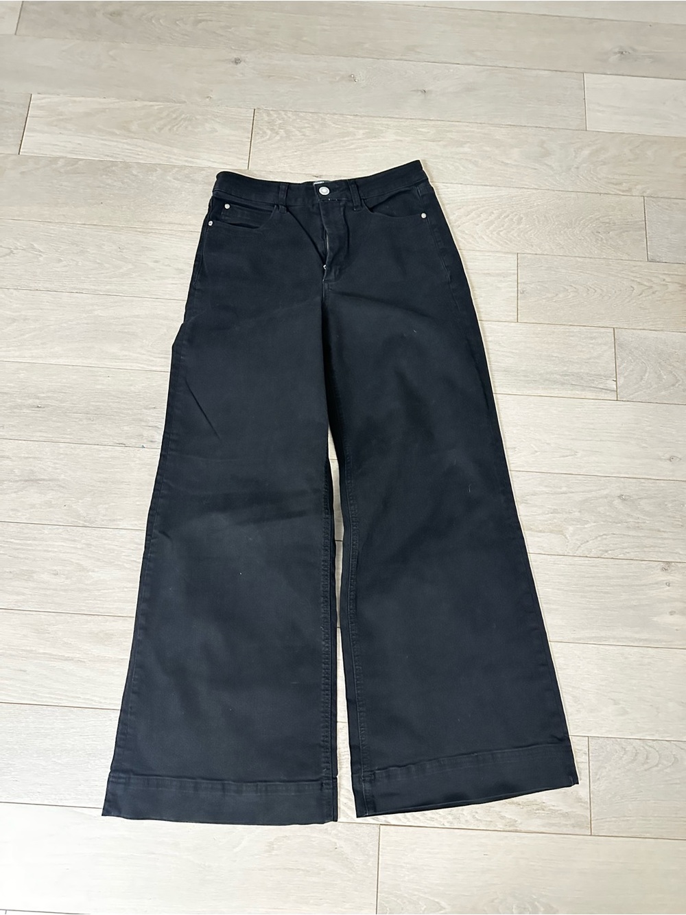 Maeve Black Wide-Leg High-Rise Jeans